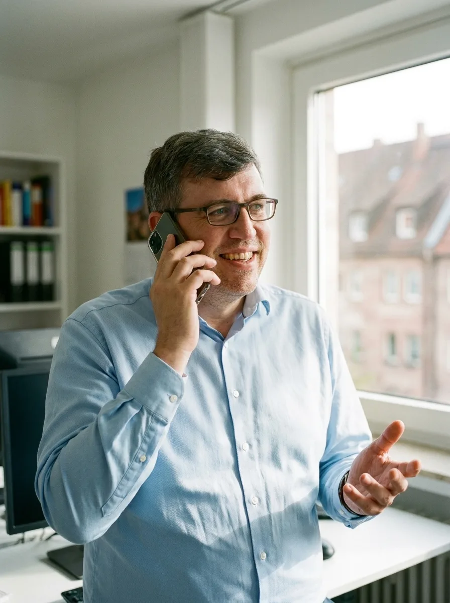 Stephan Brdlik im Telefonat mit einem Kunden